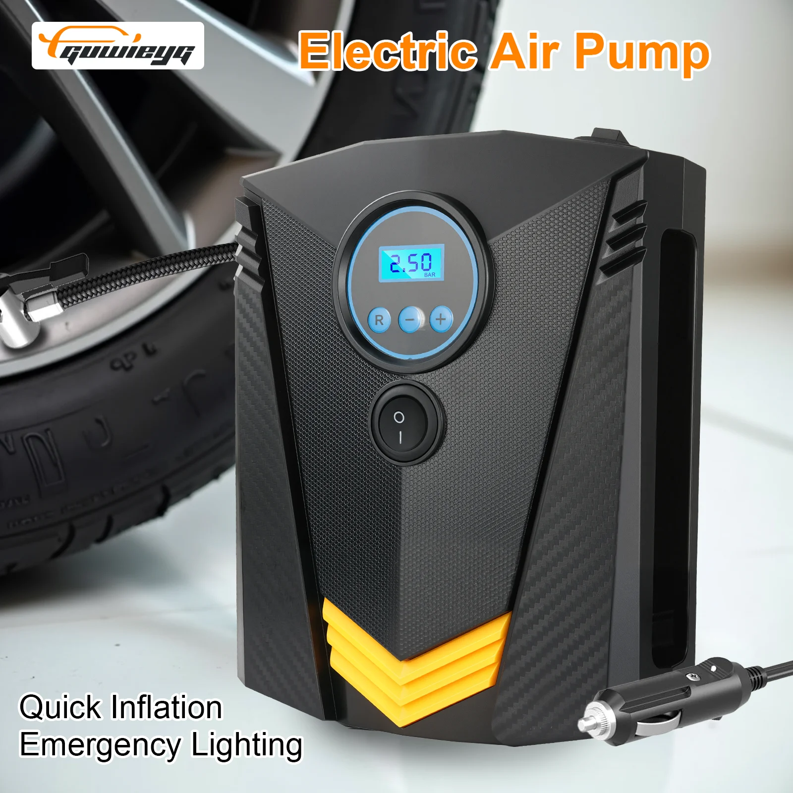 

Накачиватель автомобильных шин 12 В, интеллектуальный цифровой дисплей давления, предустановленное давление со встроенной светодиодной подсветкой для ночного использования