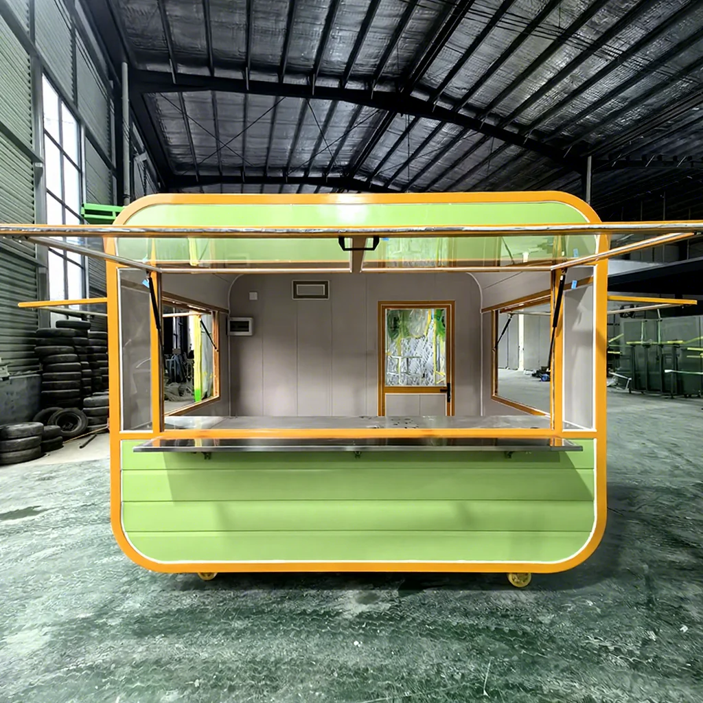 Affordable custom mini street mobile food trucks, coffee ice cream trucks, food kiosks, fiberglass aluminum food carts