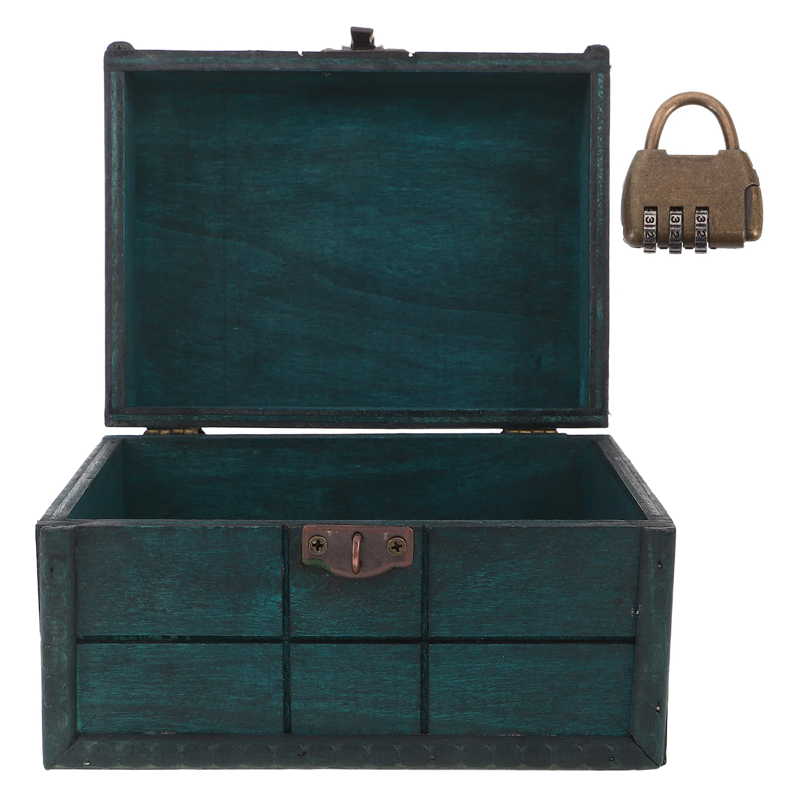 

Retro Wooden Treasure Chest Decorative Rustic Jewelry Storage Box Handheld Vintage Wood Organizer Keepsake Case Large