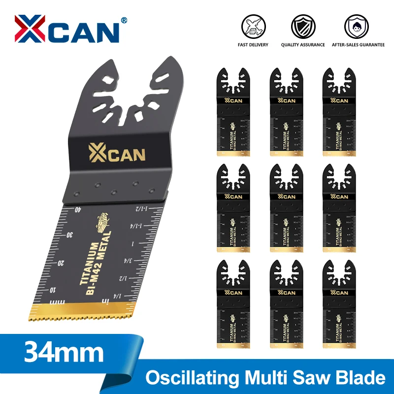 XCAN 1/2/5/10 Stück Titanbeschichtetes oszillierendes Multitool-Sägeblatt mit Schnellverschluss, Multi-Cutter-Klinge zum Schneiden von Metall, Holz, Kunststoff