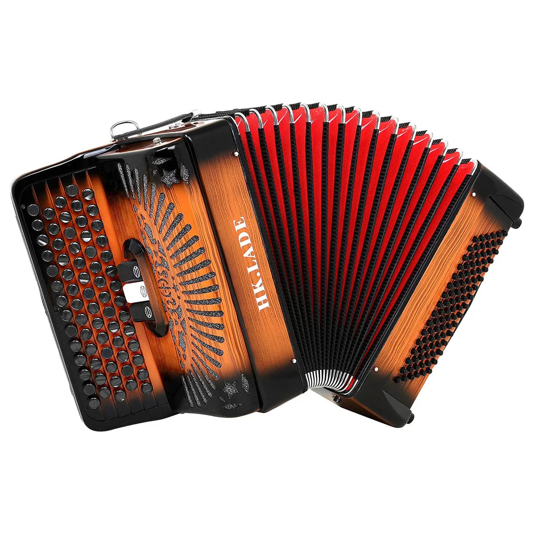 

HK LADE AH-260 Professional Retro Color Keyboard Instrument Chorus Performance 69 Keys 96 Bass Button Style Accordion Bayan