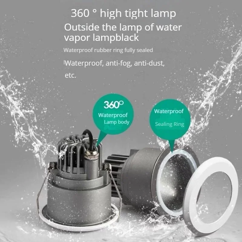 Led Spot IP65 wodoodporna lampa w dół wbudowana lampa sufitowa przeciwodblaskowa typu Downlight łazienka kuchnia balkon oświetlenie zewnętrzne