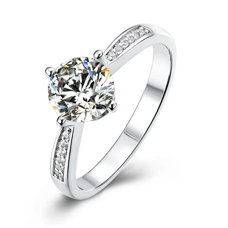 

18K gold PT950 platinum S925 silver 7-layer electroplated moissanite ring, classic four claw proposal ring, wedding ring