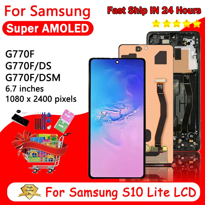 Super AMOLED For Samsung S10 Lite G770F G770F/DS G770F/DSM G770U1 LCD Display Touch Screen For Samsung S10lite Display