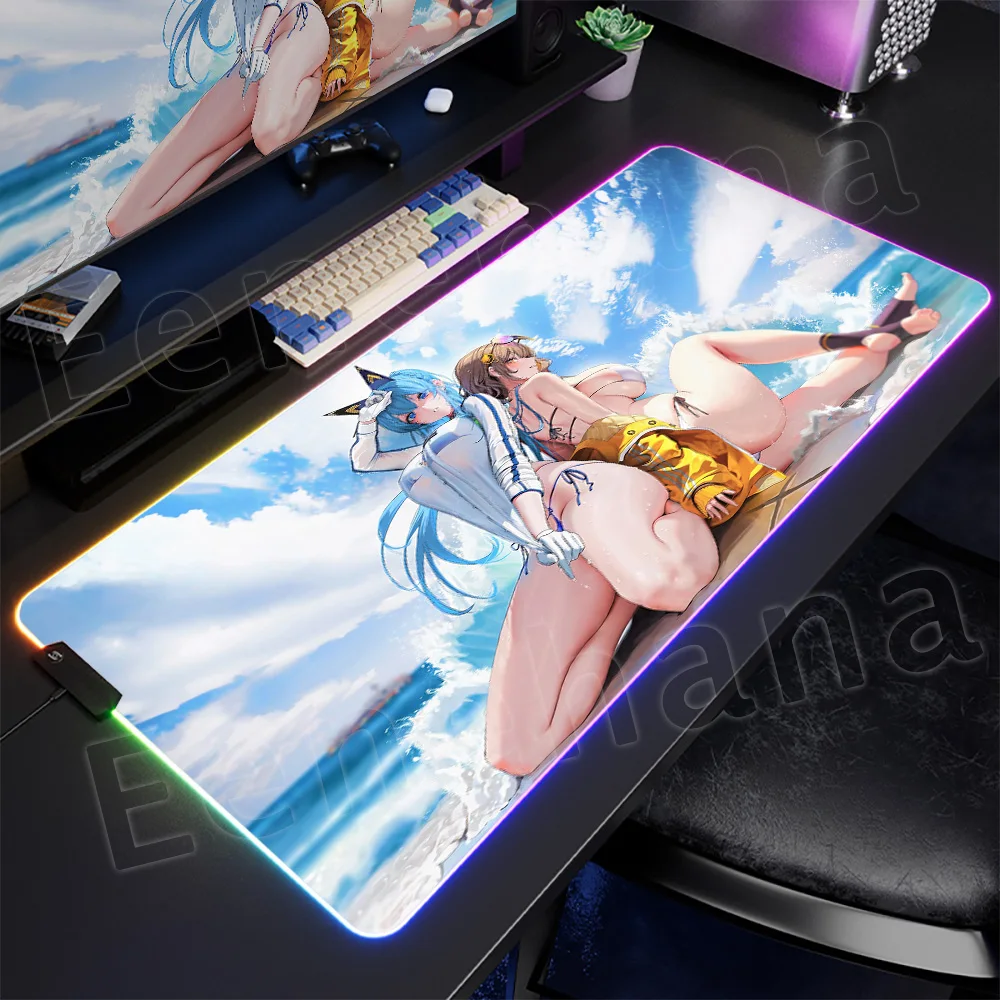 XXL Technology Game Accessories Table Pad LED PC Non-slip Keyboard Pad RGB Victory Goddess Game Player Mouse Pad Yeston Fantech
