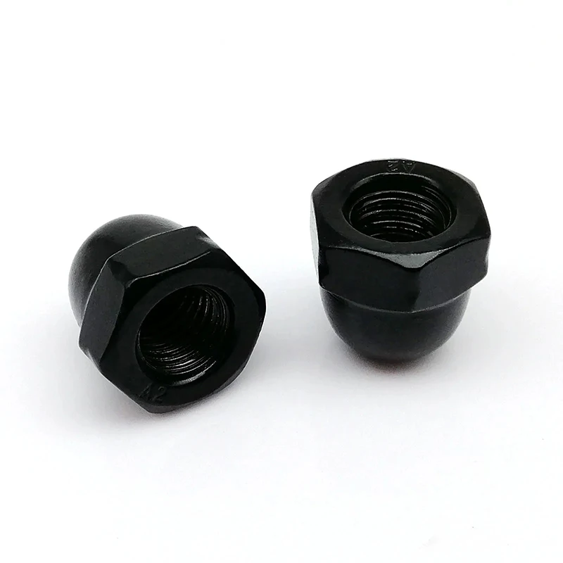 1-50pcs DIN1587 M3 M4 M5 M6 M8 M10 M12 304 Stainless Steel Surface Black Hex Acorn Cap Decorative Cover Semicircle Dome Nut