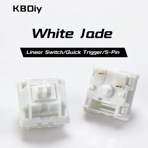 KBDiy-teclado con interruptor de Jade blanco, 5 pines, 42gf, vástago LY, interruptores lineales POM para teclado mecánico personalizado DIY 60 para juegos Aula F75