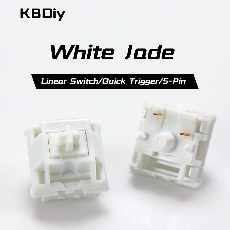 KBDiy White Jade Switch Keyboard 5-Pin 42gf LY Stem POM Linear