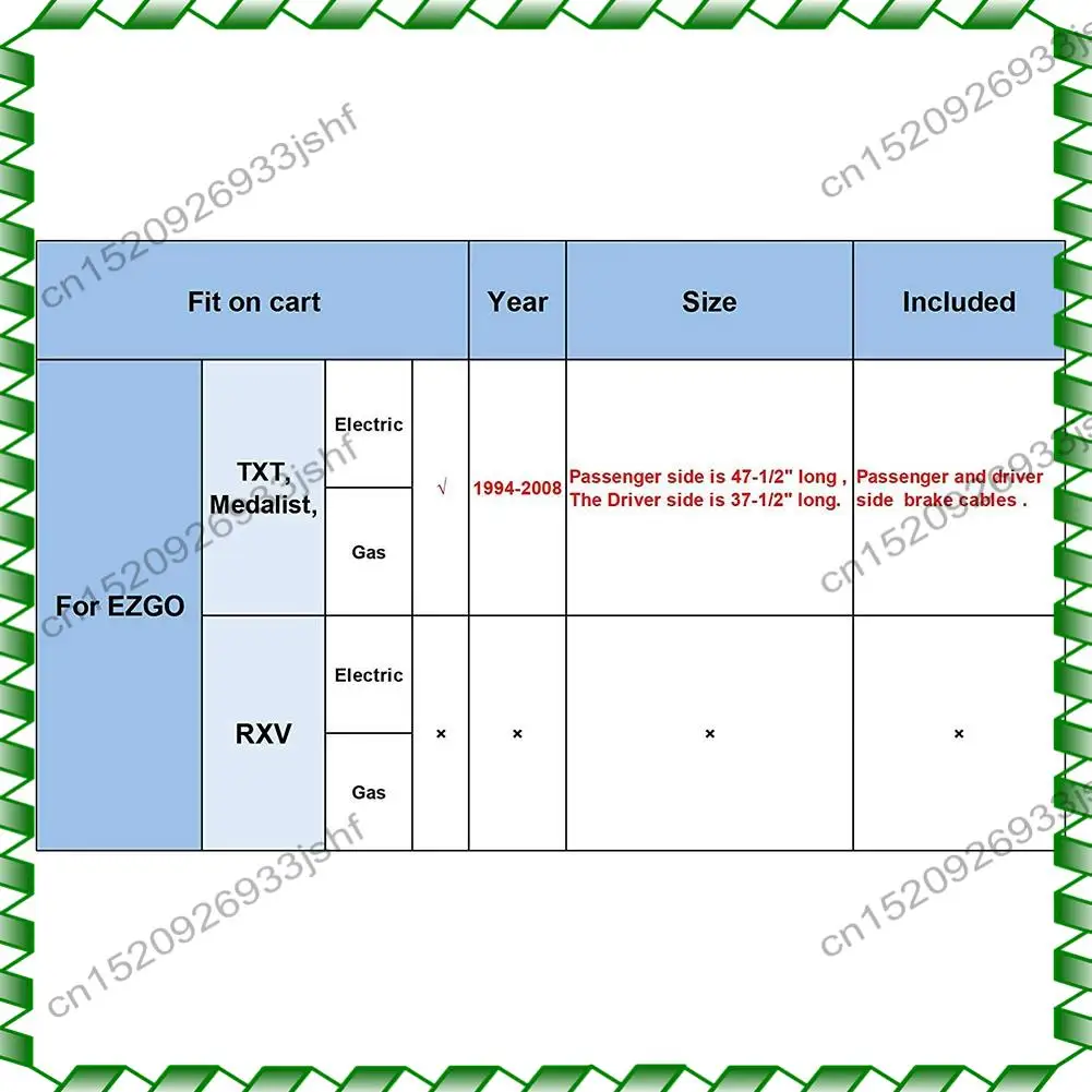 -BOFF ل EZGO TXT مجموعة كابل فرامل يد الركاب والسائق الجانب الأساسية لماراثون ميدالية عربة جولف 94 + 70969-G03