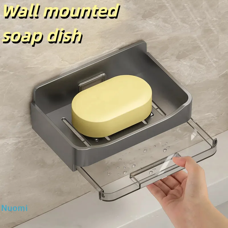 

1Pc Bathroom Soap Holder Punch-free Wall Mounted Soap Sponge Holder Organizer Double Drainage Soap Dish Bathroom Accessories