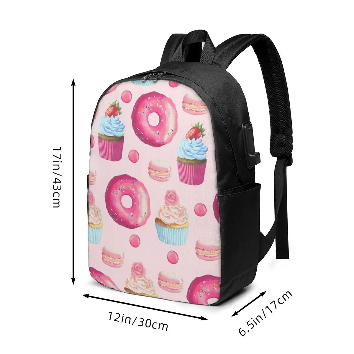 Colorful Macaron Donuts Backpack Travel Notebook Bag Computer College Student School Bag Laptop Shoulder Bags for Men Women