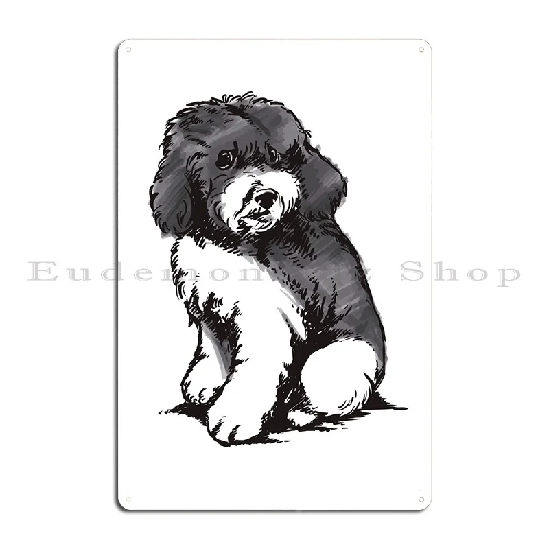 Cute Harlequin Poodle Metal Plaque Poster Mural Living Room Personalized Printed Classic Tin Sign Poster