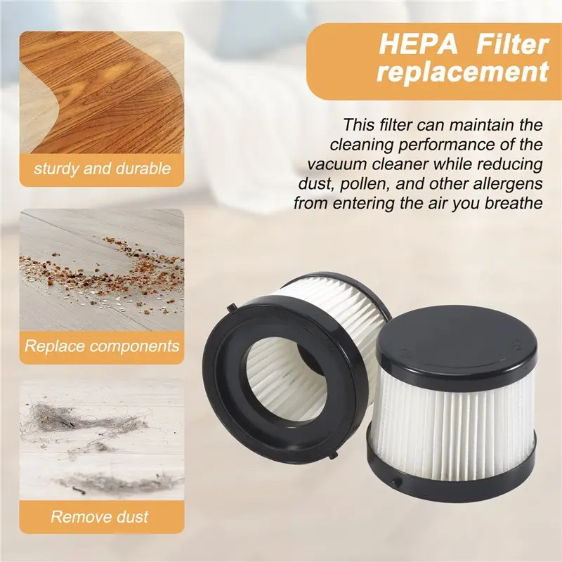 2Pcs HEPA Filter Vacuum Filter For DCV501HB 20V Cordless Handheld Vacuum, With Black Gasket, Part DCV5011H-A57M