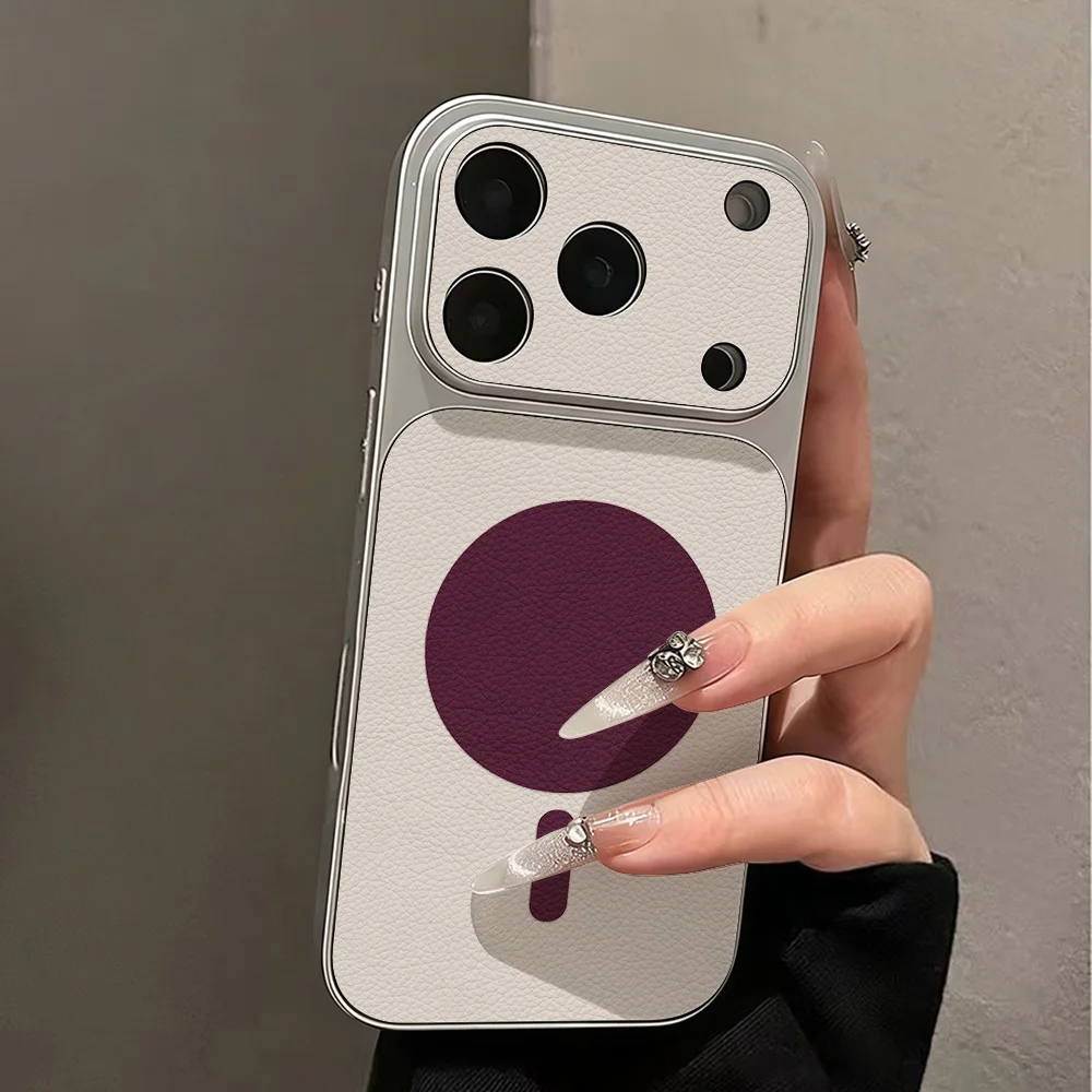 Claret Solid Color Faux Leather For Magsafe Phone Case For iPhone 18 Pro Max 17 16 Pro Max 15 14 13 12 11 Lanyard Camera Protect