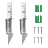 A83I-2Pcs Rain Gauges Outdoor, 5 Inch Capacity Glass Rain Gauge With 2 In 1 Stainless Steel Holder Rain Gauge Stake