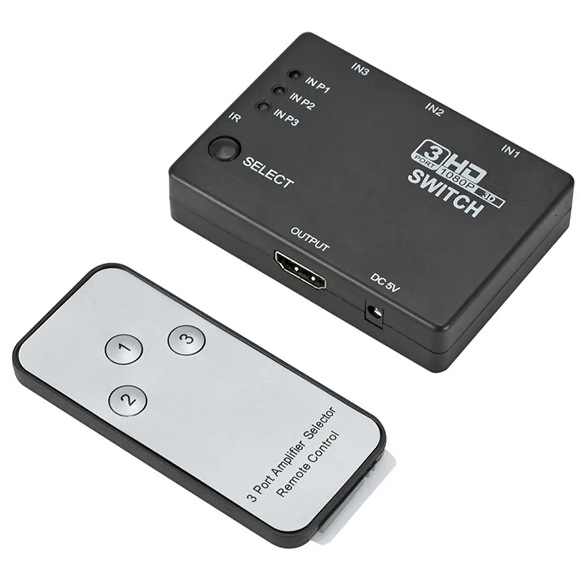 DT75BG 1080P -Compatible Switch Splitter Adapter Hub Out Switcher with Remote Control for XBOX360 /4 HDTV