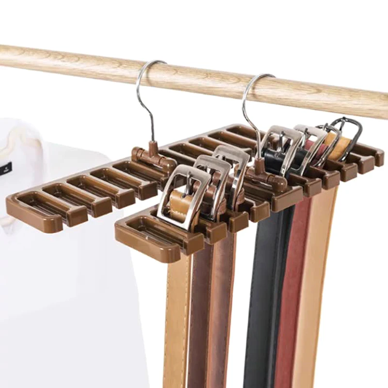 Tie Belt Hanger Wardrobe Closet Belts Scarf Hanging Organizer Rotating 10 Card Slots Storage Holder Rack Hook Bedroom Home Items