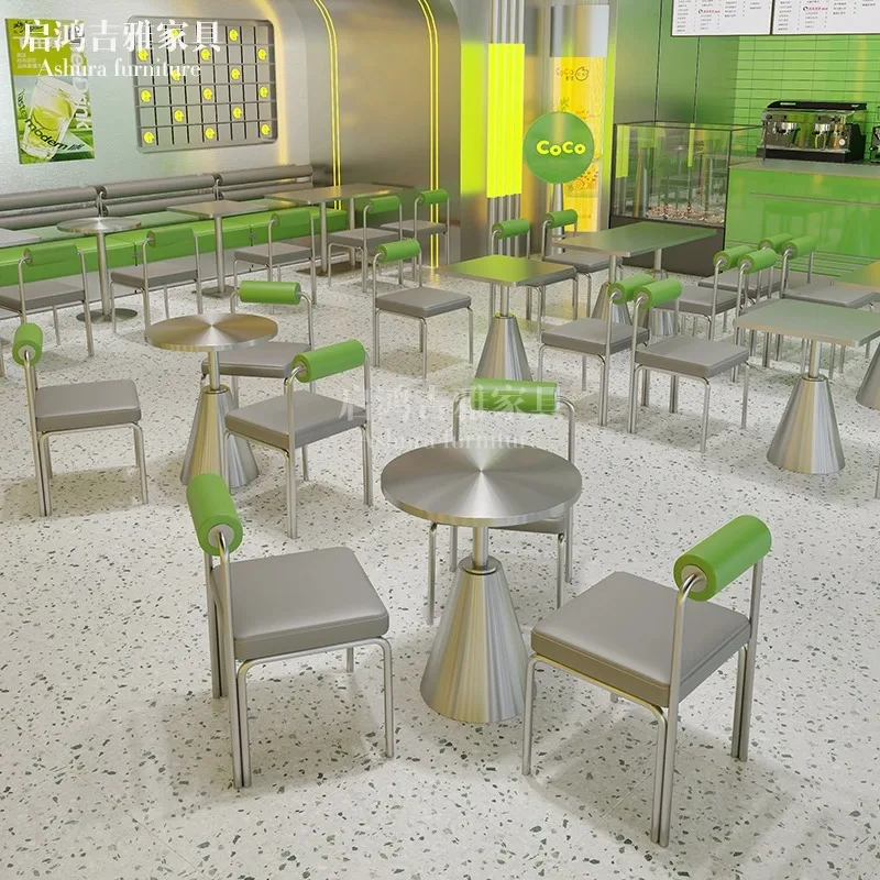 Cafe against the wall stainless steel booth sofa industrial style bar restaurant