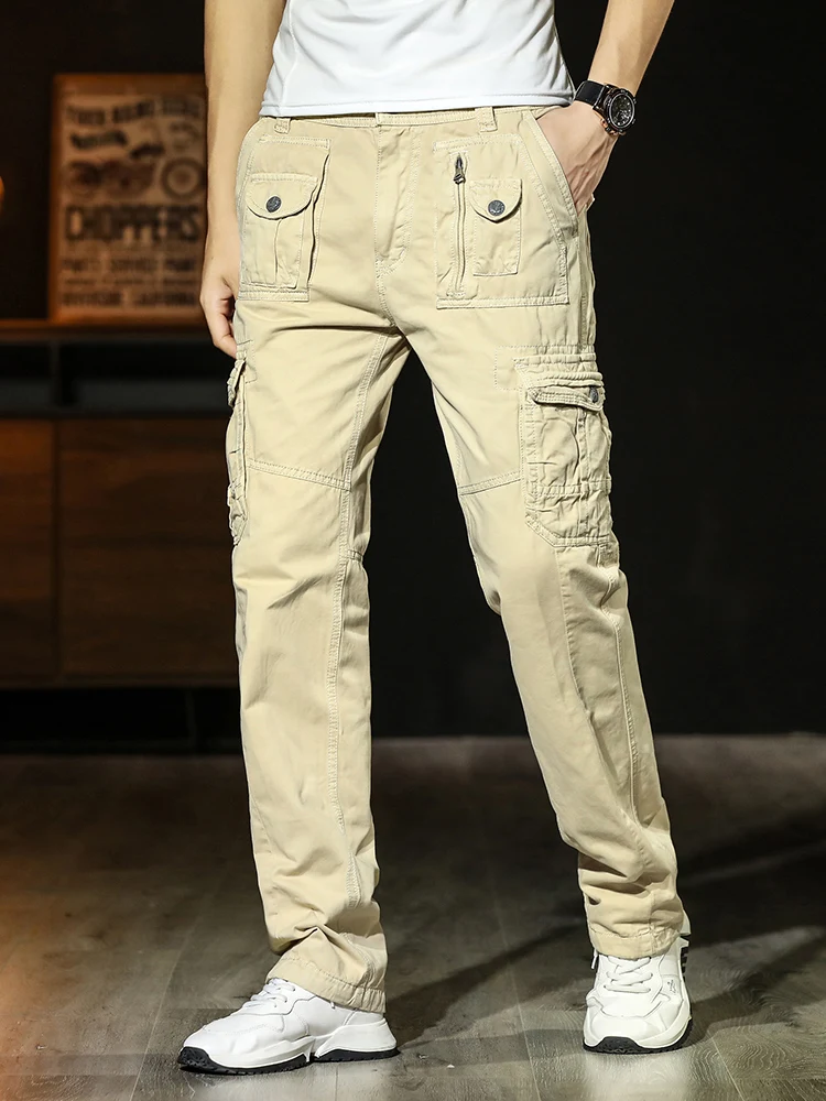 Lente Zomer Cargo Broek Mannen Kaki Leger Greentactische Militaire Rechte Werk Broek Mannen Lange Casual Broek Grote Maat 44