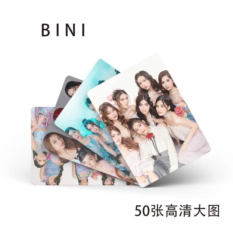 50 Pcs/Set Philippine Girl Group BINI Laser Lomo Card Aiah, Mikha, Colet Star Figure HD Photocard Fans Collection Cards