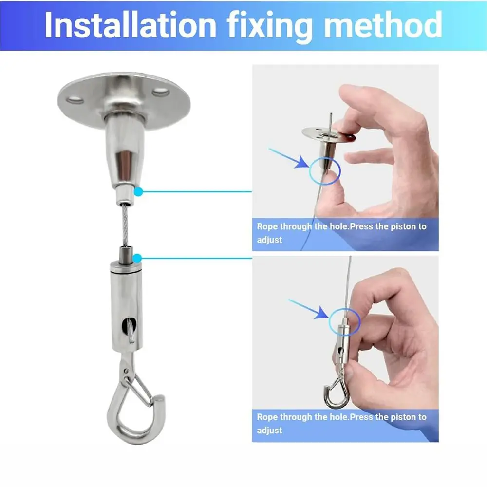 New Stainless Steel Wire Rope Adjustable With Locking Retractable Fastening Suspension Lanyard