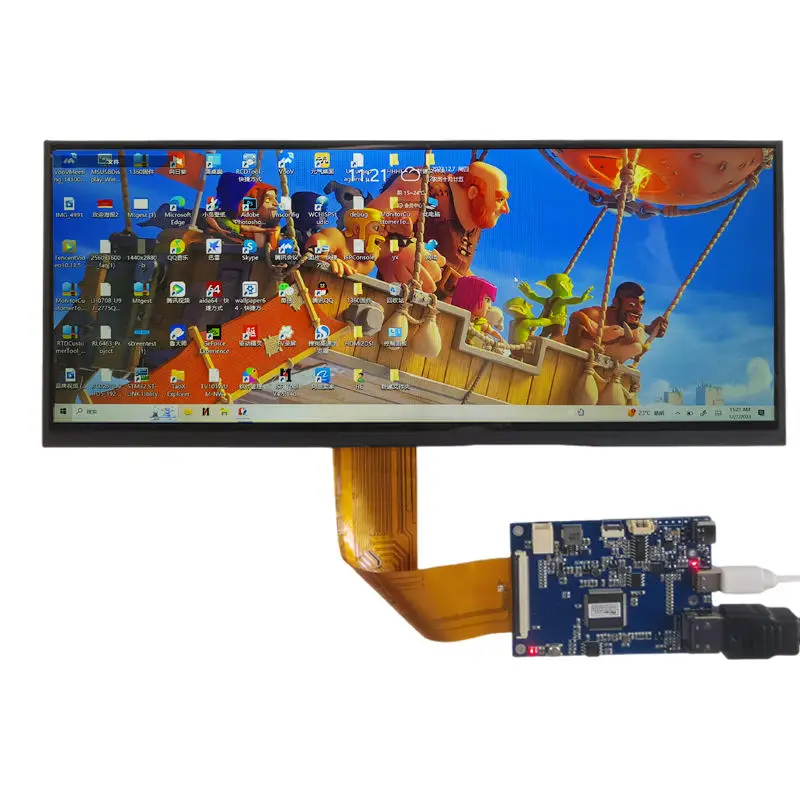Wisecoco Lcd Instrument Cluster Screen Solution 12.3 Inches Universal Lvds Stretched Bar Tft Lcd Display Speedometer