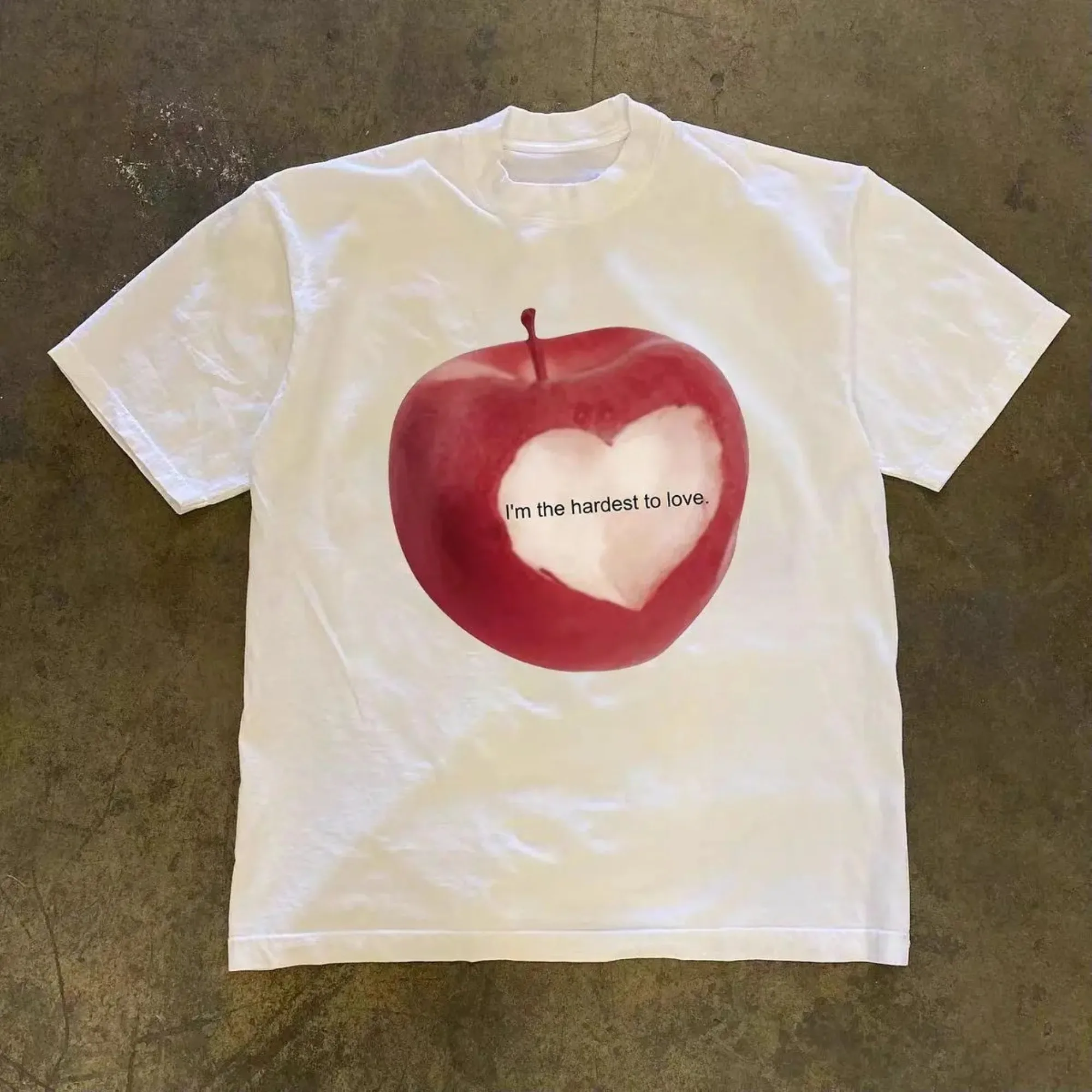 Nuevo verano japonés Streetat Vintage blanco Y2k Casual Retro Acai patrón Camiseta de algodón suelta estilo Vatage viejo Unseix camiseta