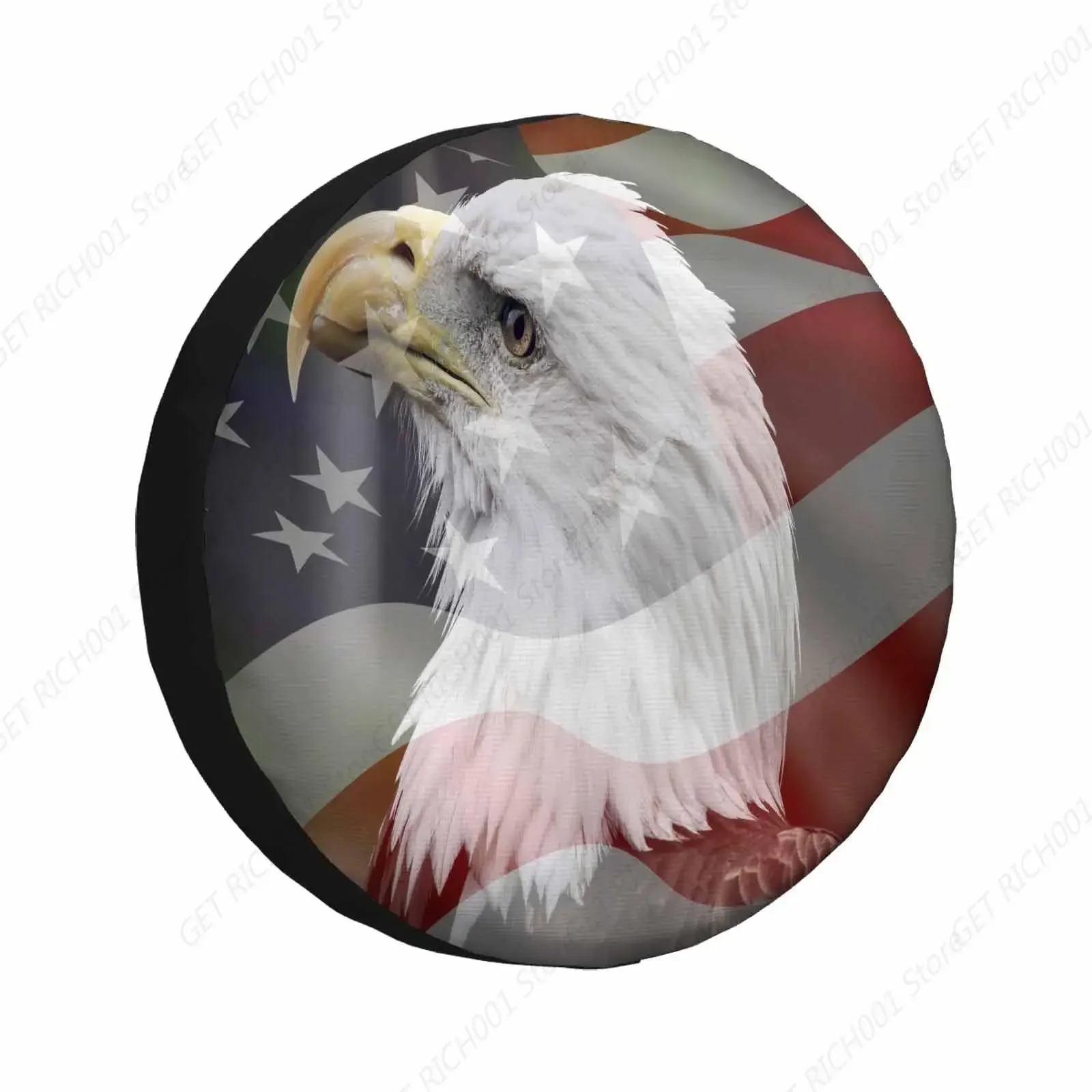 Bald Eagle and American Flag Spare Tire Cover Bird Freedom Patriotism Independence Weatherproof Universal Wheel Protectors