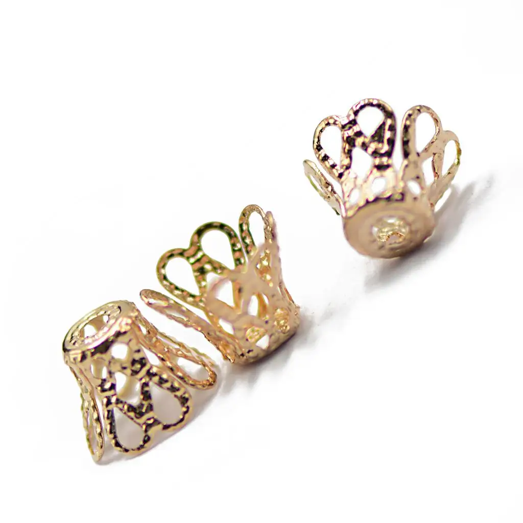 Flower Cutter 50x Gold Filigree Spacer Bead Tips DIY Jewelry Making