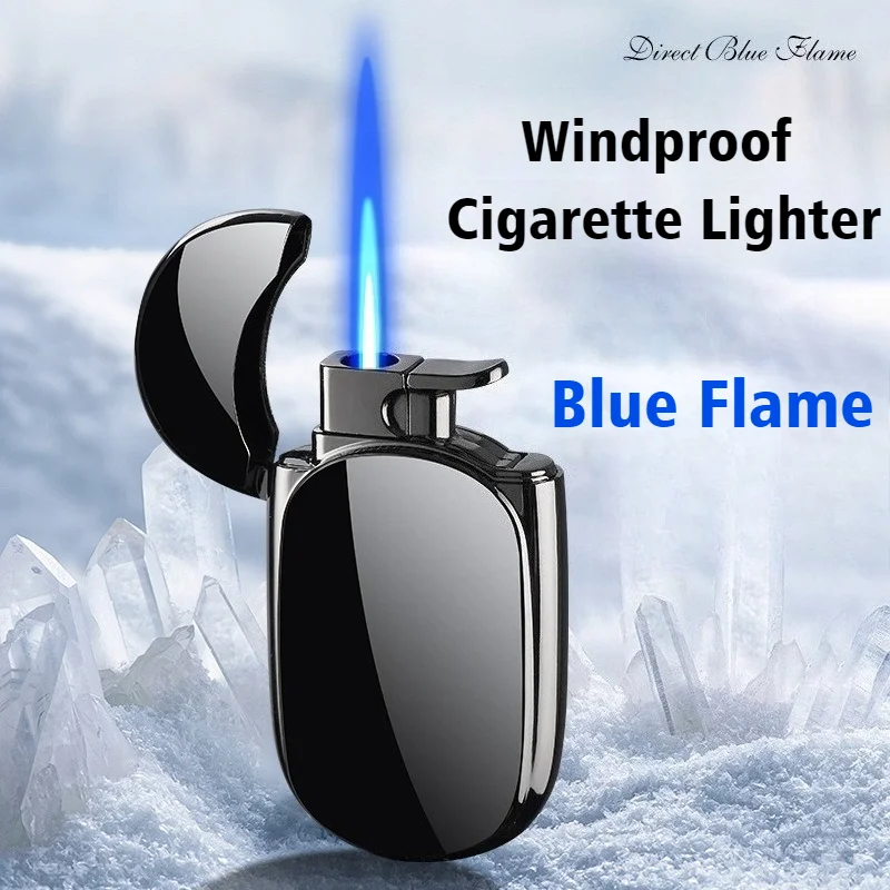 

New Cigar Igniter Butane Inflatable Lighter Windproof Blue Fire Smoke Metal Open Flame Cigarettes Lighters & Smoking Accessories