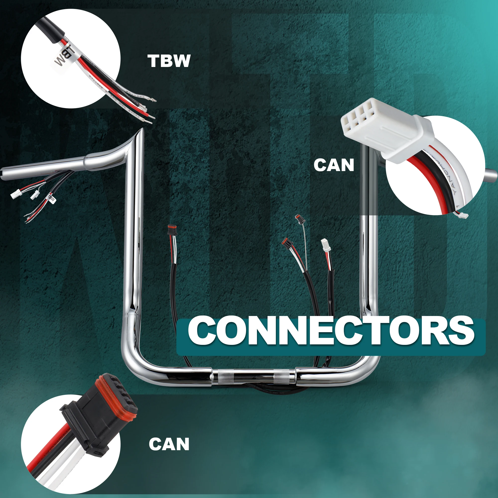 مقود Touring 10/12/14 بوصة ارتفاع 1.25 بوصة سلكي مسبقًا لهارلي 2016-2023 Street Glide Electra Glide Ultra Limited #5