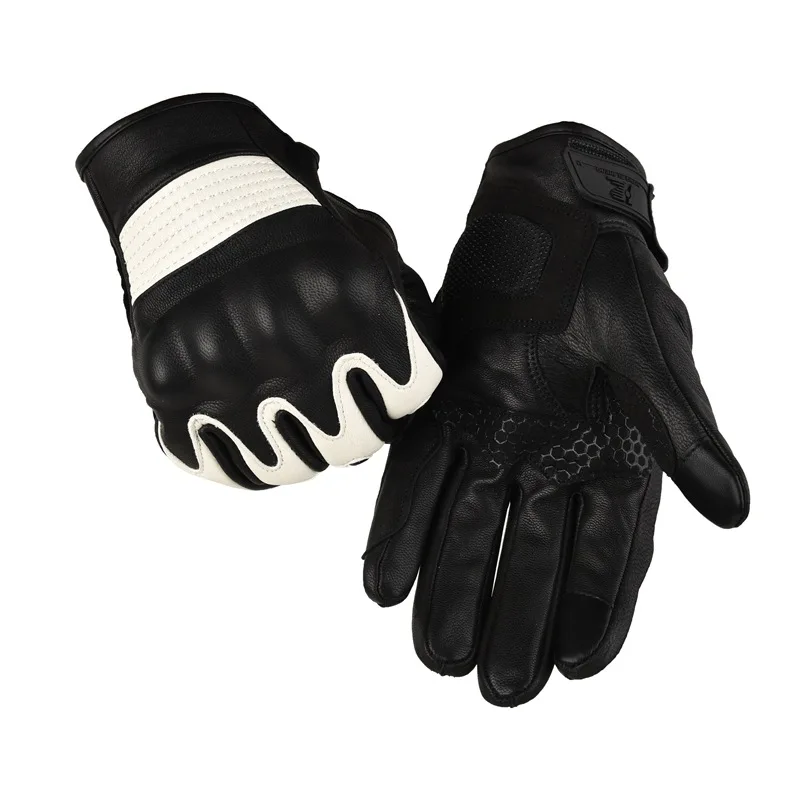 Leather Motorcycle Bike Gloves Men's Moto Glove Racing Retro Cycling Motocross Breathable Riding Spring Classic Touch Screen