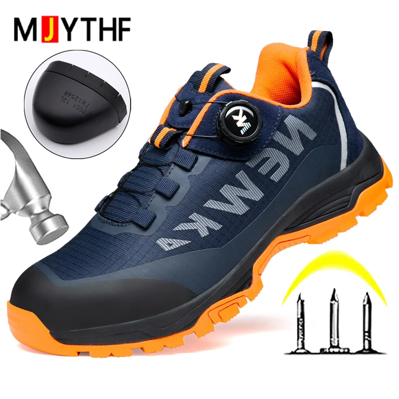 Rotating Button Safety Shoes Men Boots High Quality Work Boot Steel Toe Shoes Puncture-Proof Indestructible Shoes Wear-resistant