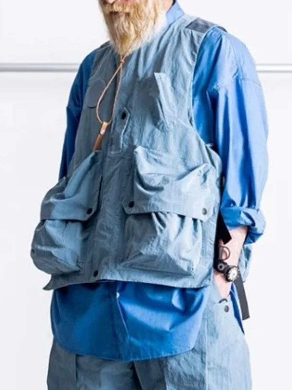 Japanese Retro Multi Pocket Vest Casual Sleeveless Jacket Men's Outdoor Style