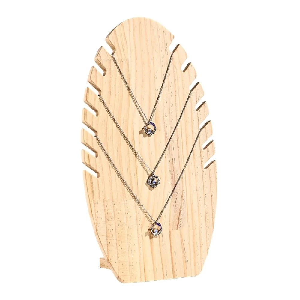 

Wooden Flame Shape Necklace Display Board Stable Jewelry Pendant Organizer Shelf Simple Vintage Necklace Display Stand