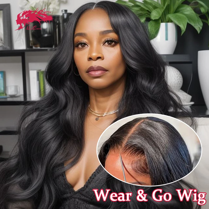 Ali Queen Body Wave Wear Go Glueless Wigs 6x4 HD Lace Closure Glueless Wig Human Hair Ready To Wear Pre Cut Preplucked 18-32inch