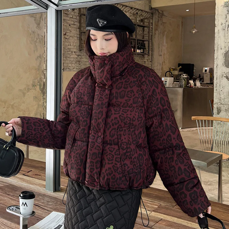Femmes hiver Vintage imprimé léopard coton vestes manteau mode à manches longues Parkas vêtements de dessus pour femmes nouveaux manteaux vêtements