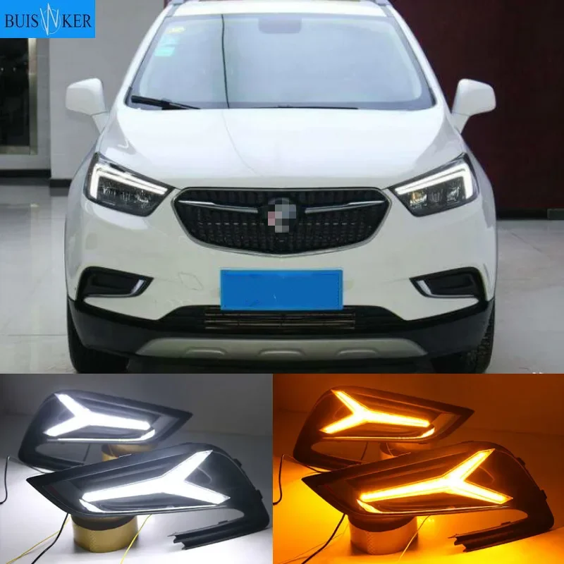 

2pcs LED For Buick Encore Opel mokka 2016 2017 2018 Driving DRL Daytime Running Light fog lamp Relay LED DRL Daylights