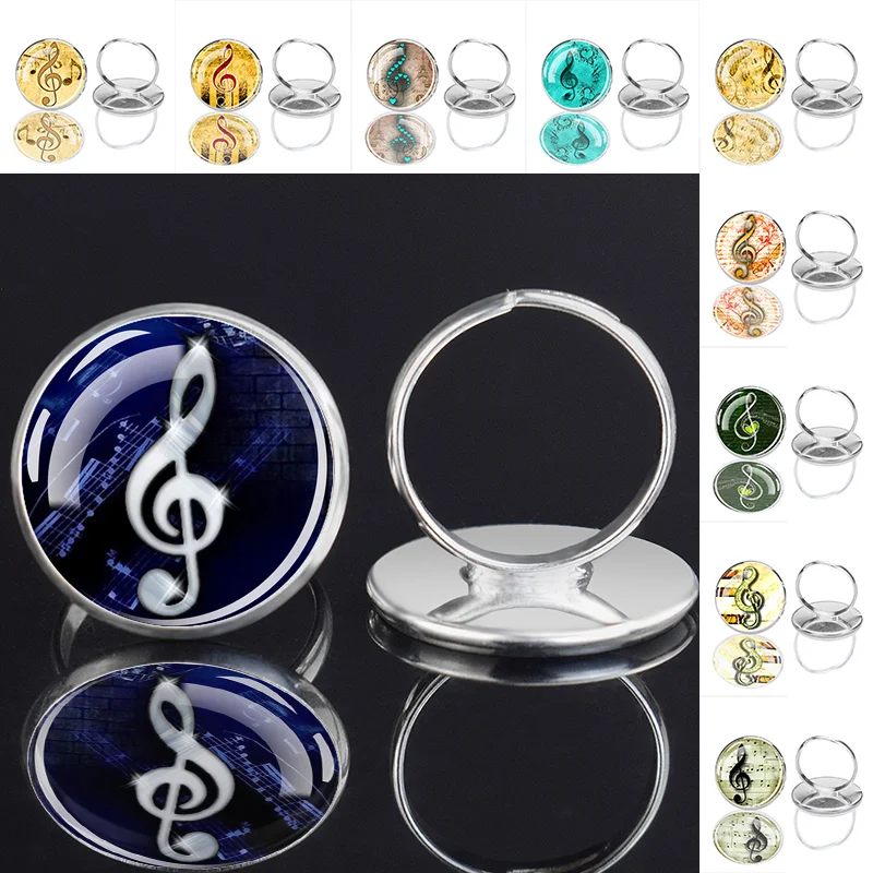 1pc Pentagram Themed Music Symbols Adaptive Adjustable Size Rings Handmade Commerical Exquisite Jewelry Music Enthusiasts Gift