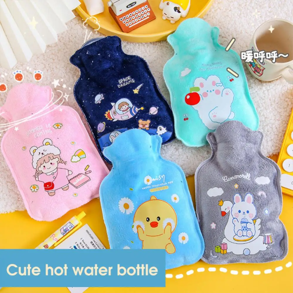 Hand Warmer Hot Water Bag Heat Warm Cute Cartoon Plush Hot Water Bottle Water Filling Keeping Coldproof Soft Warm Heating Pad