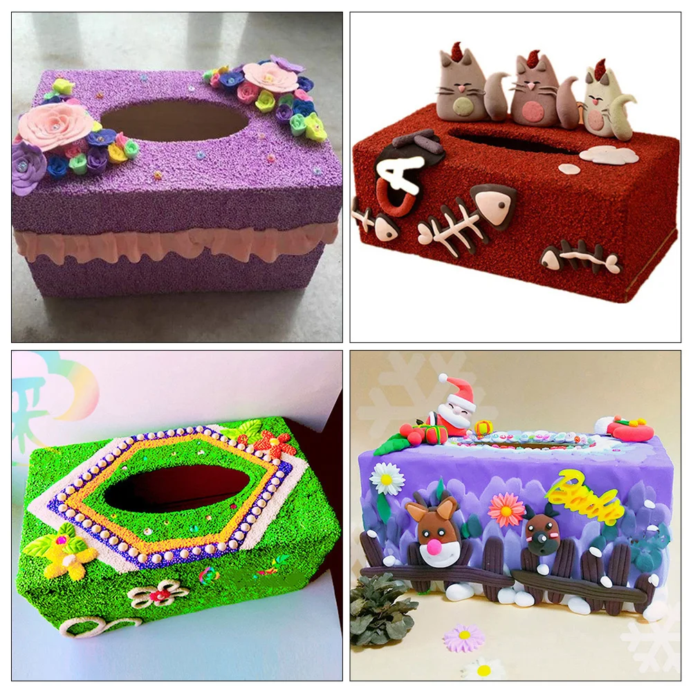 

6pcs Diy Tissue Box Holder Blank Wooden Tissue Case For Clay Craft Material Rectangular Paper Towel Dispenser Storage