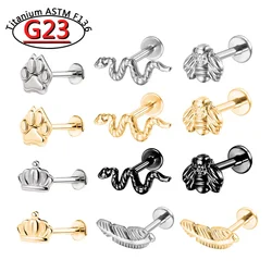 ASTM F136 Titanium Lip Stud Ear Stud Labret Stud Lip Ring Nasal Nail Cartilage Helix Lobe Conch Earrings Body Piercing Jewelry