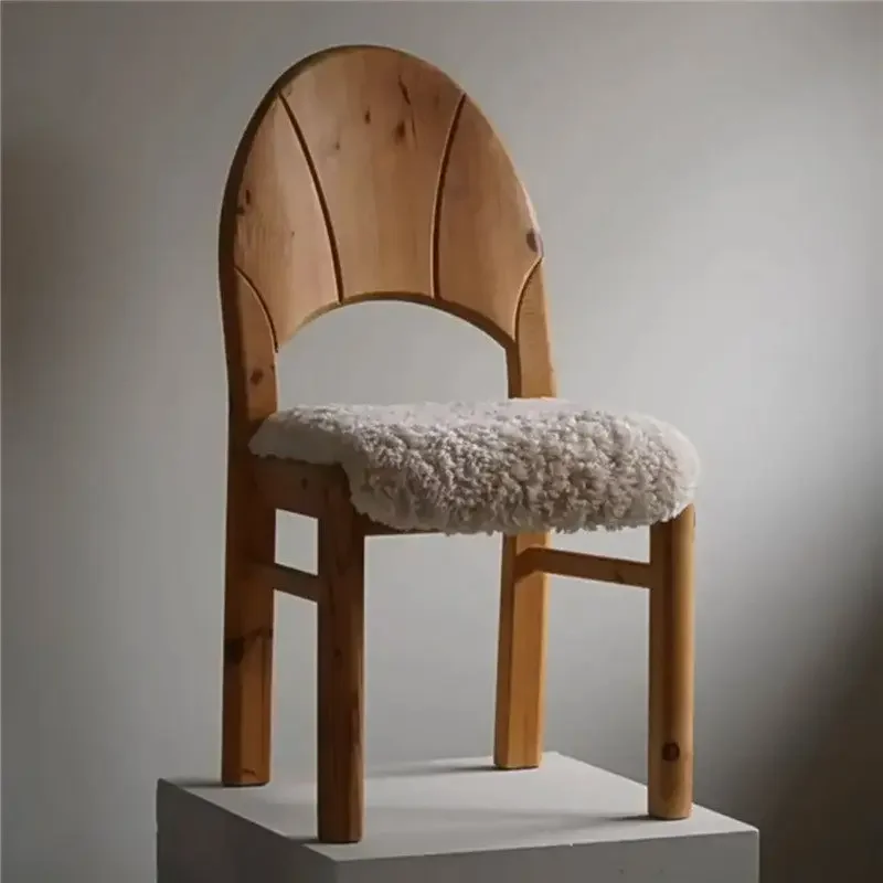 DSA medieval solid wood lamb wool high back dining chair black desk chair B & B balcony leisure