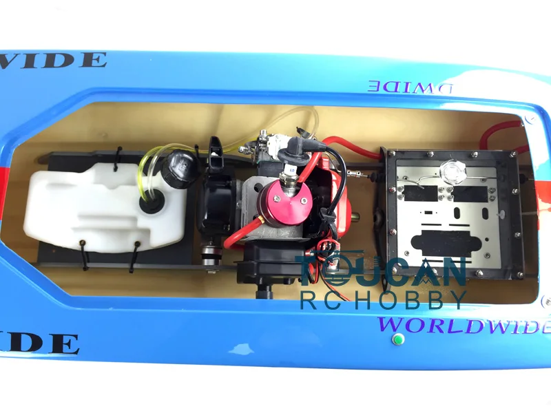 DTRC G26IP1 26CC Blue Fiber Glass 50KM/H Gasoline Racing ARTR RC Boat W/ Radio System Speedboat Boy Toys THZH0072-SMT7