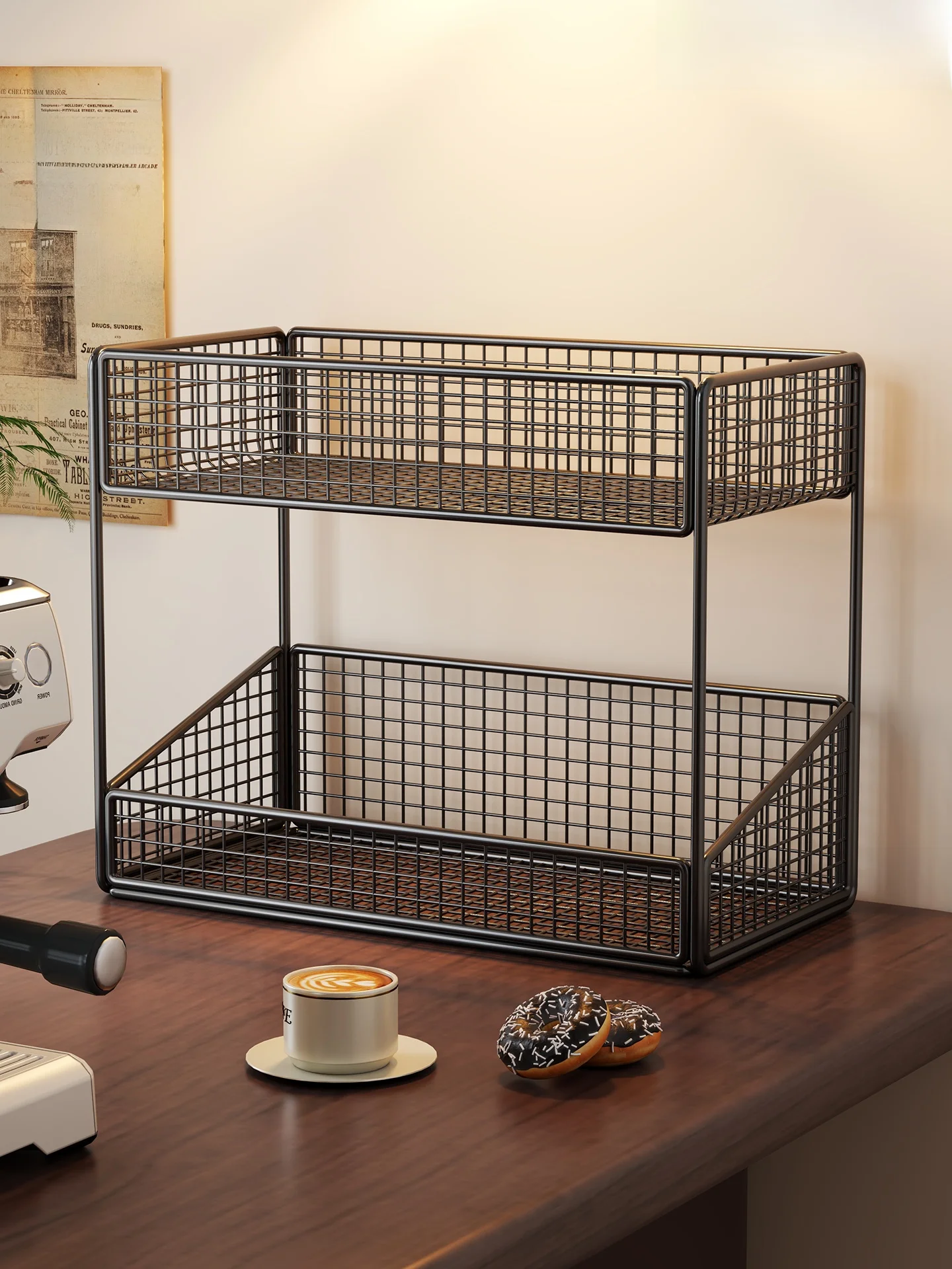 

Multi-Layer Cup Holder Tabletop Coffee Cup Tea Set Storage Ra Home Multi-Function Organization Tool Metal Material Linjia X...