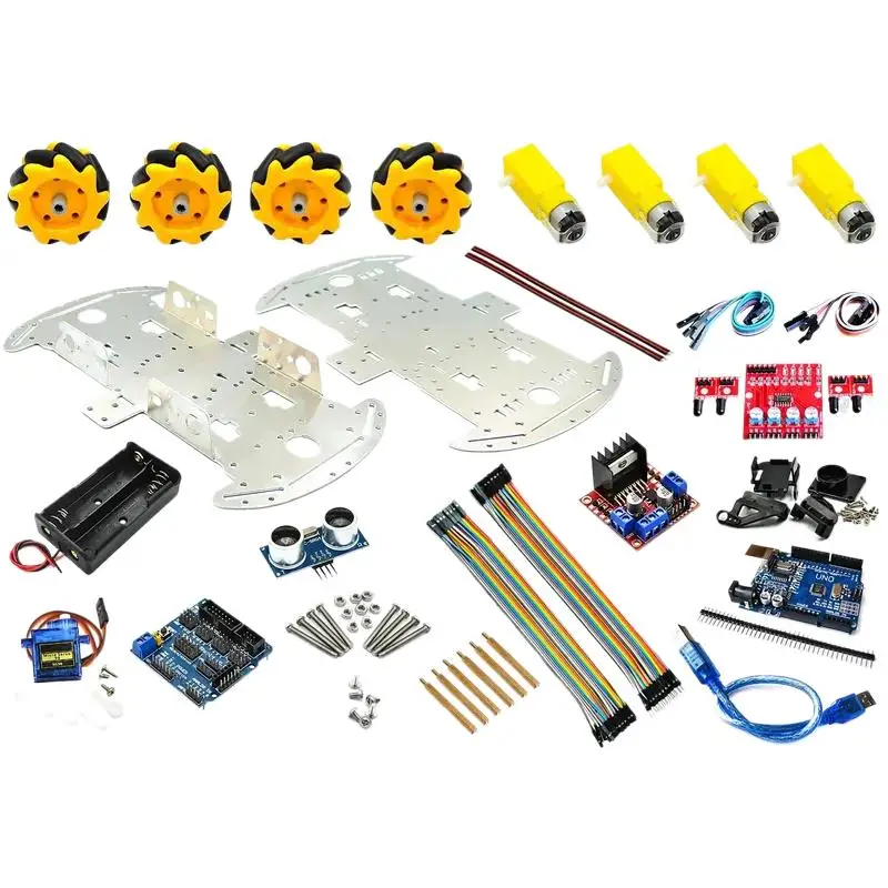 

DIY Aluminum Car Chassis McNamum Wheel 4WD Intelligent Avoidance