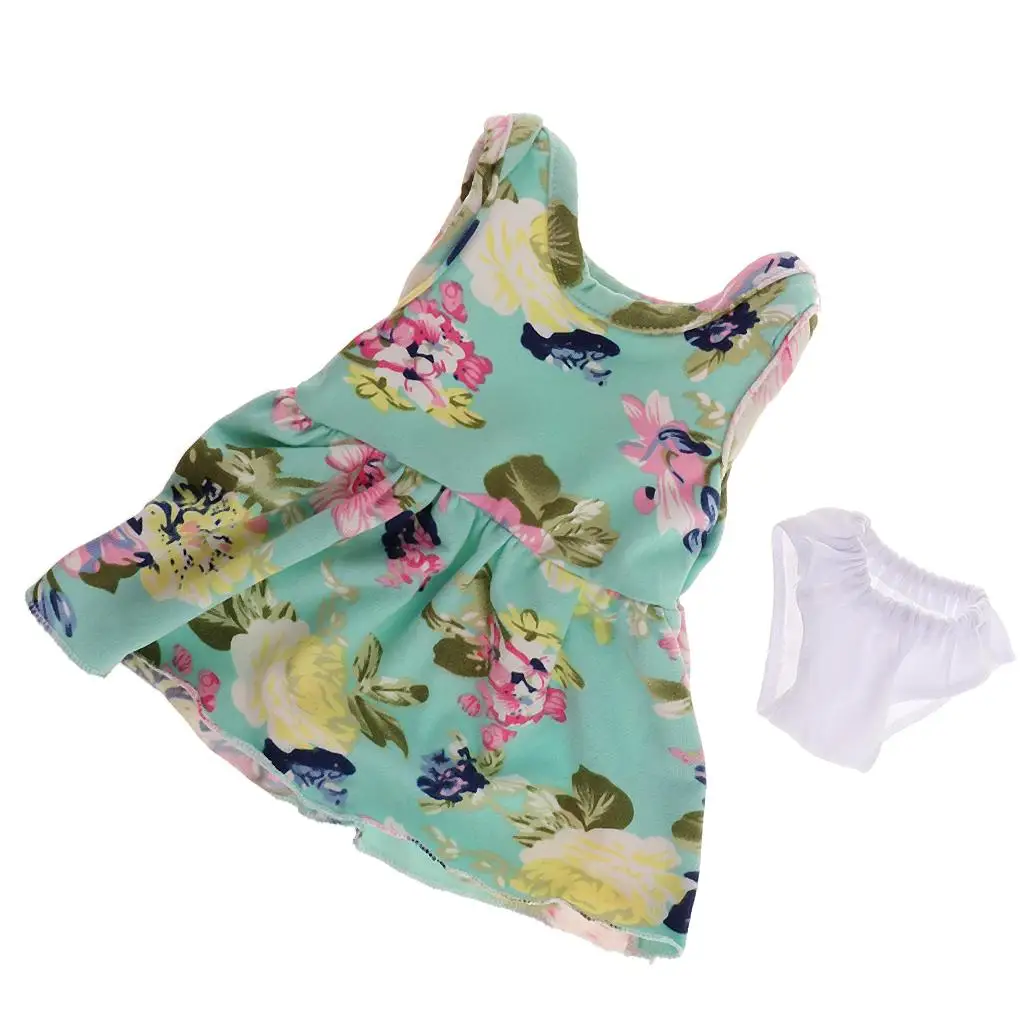 18inch Fashion Doll Clothing Printed Summer Party Dress-up Outfit Underwear for Dolls and Dress-up Play
