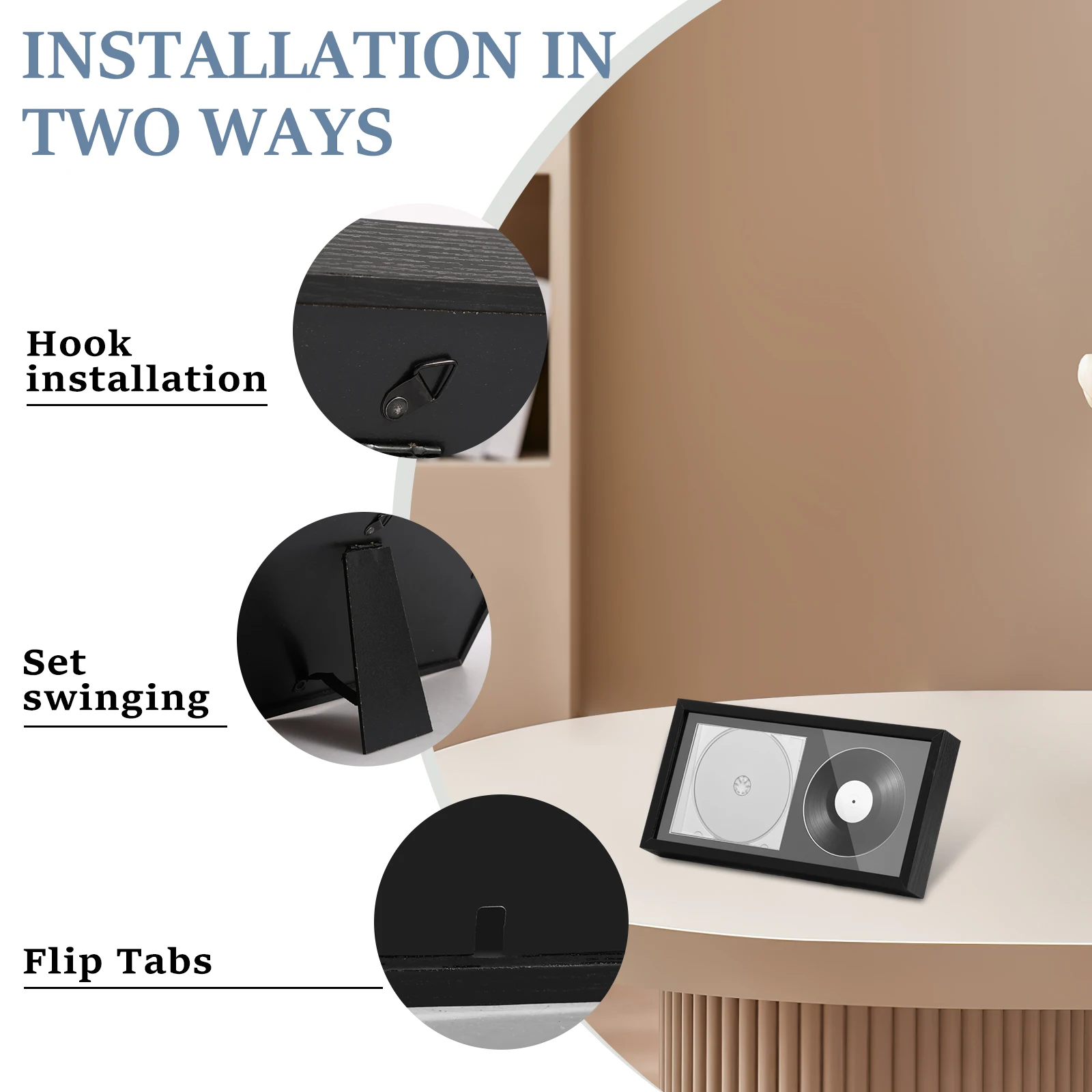 CD Display Frame, Wooden Disc and CD Box with Bracket