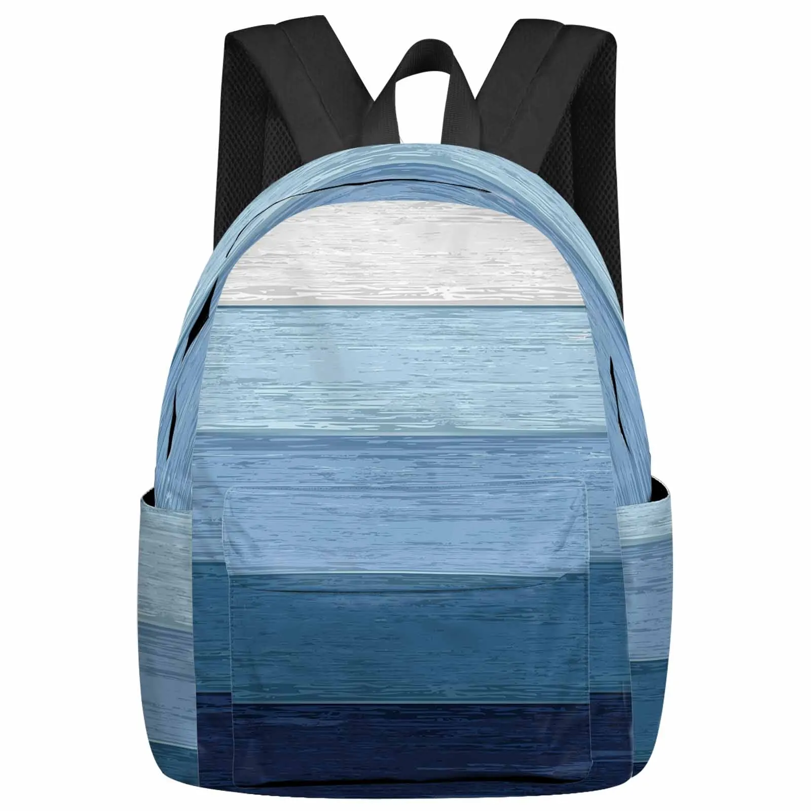 Wood Grain Stripe Gradient Backpack Teenagers Student School Bags Laptop Custom Backpack for Men Women Travel Bag