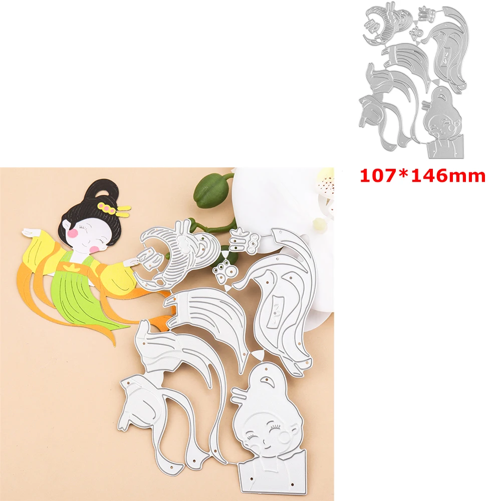 2024 New Chinese Tang Dynasty Girl Metal Cutting Dies for Diy Scrapbooking Paper Cards Album Decoration Crafting Project